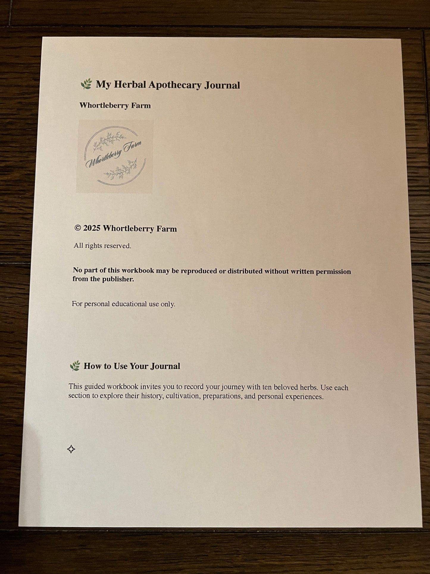 My Herbal Apothecary Journal